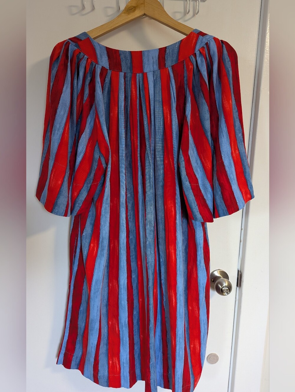 Pomander Place Red & Blue Striped Short Sleeve Tunic Dress - Picture 6 of 10